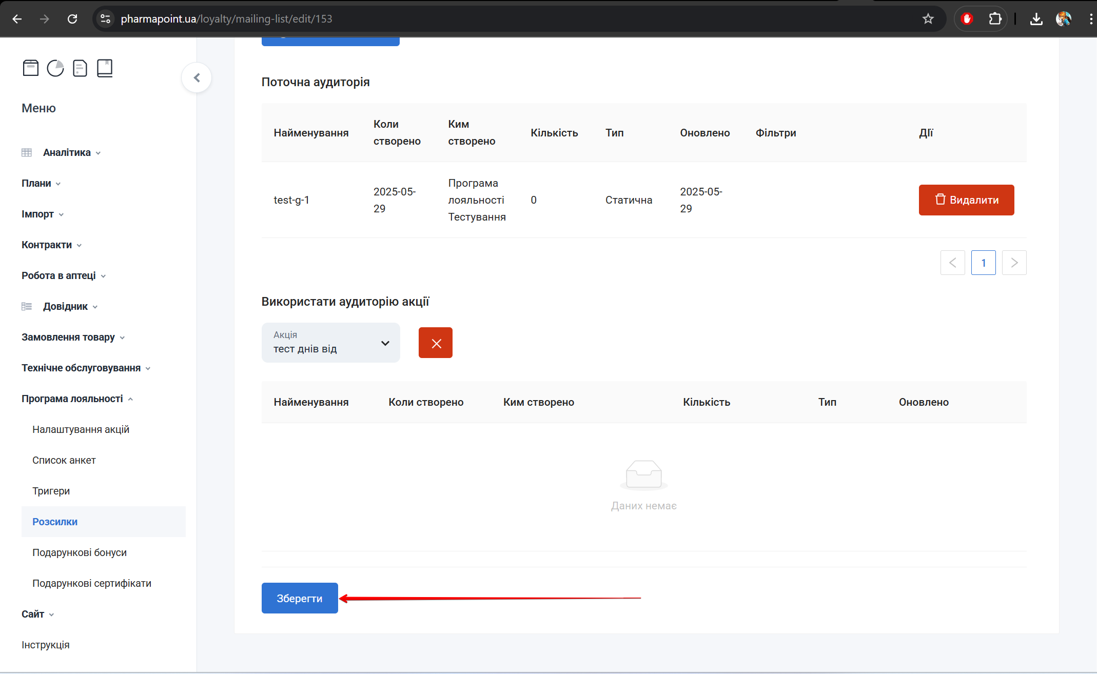 Текст повідомлення розсилки